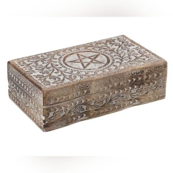 Pentacle Handcarved Storage Box - Picture 1 of 16